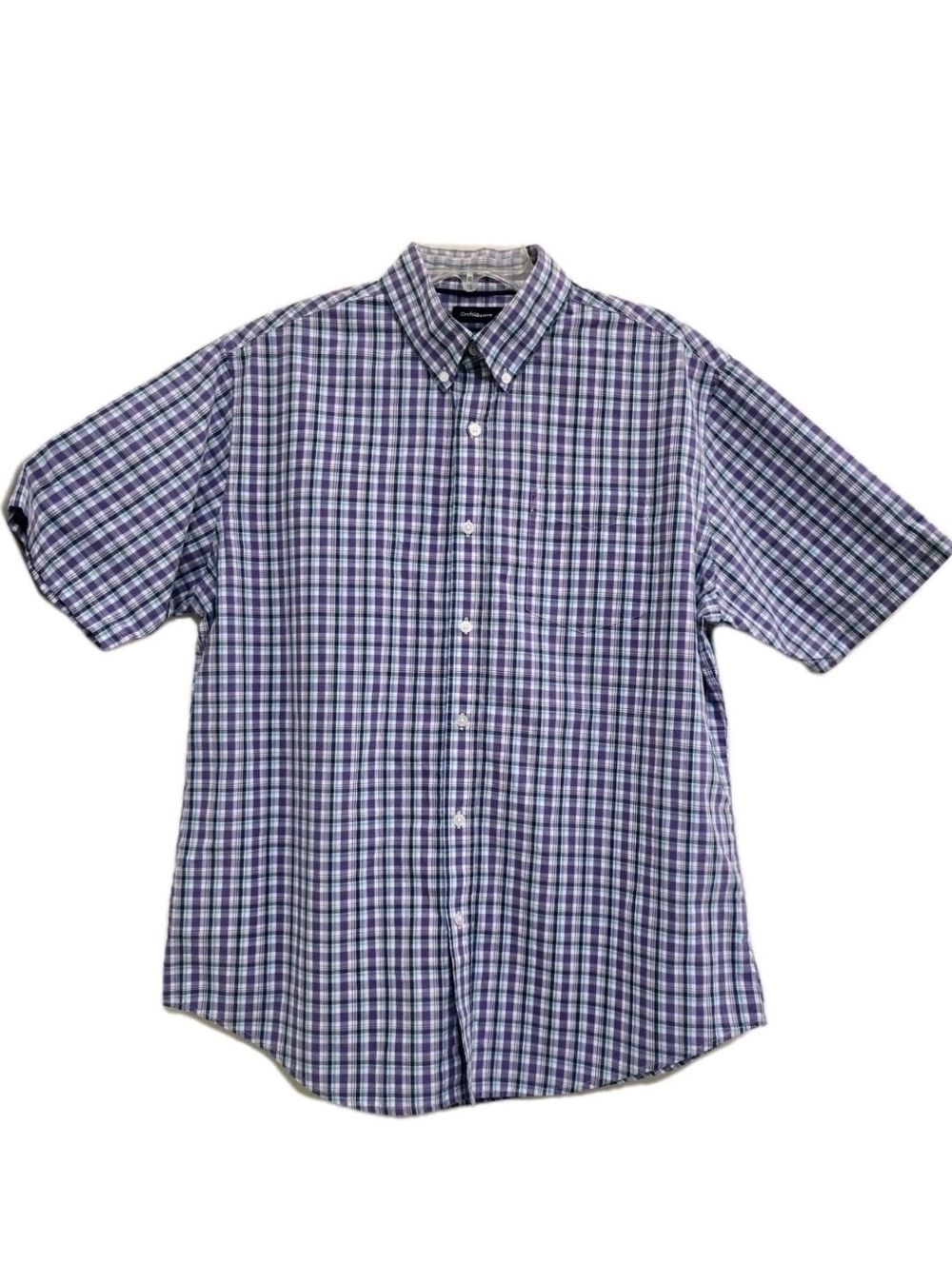 CROFT BARROW size Large Easy Care Wrinkle Resistant Plaid Button Shirt Purple